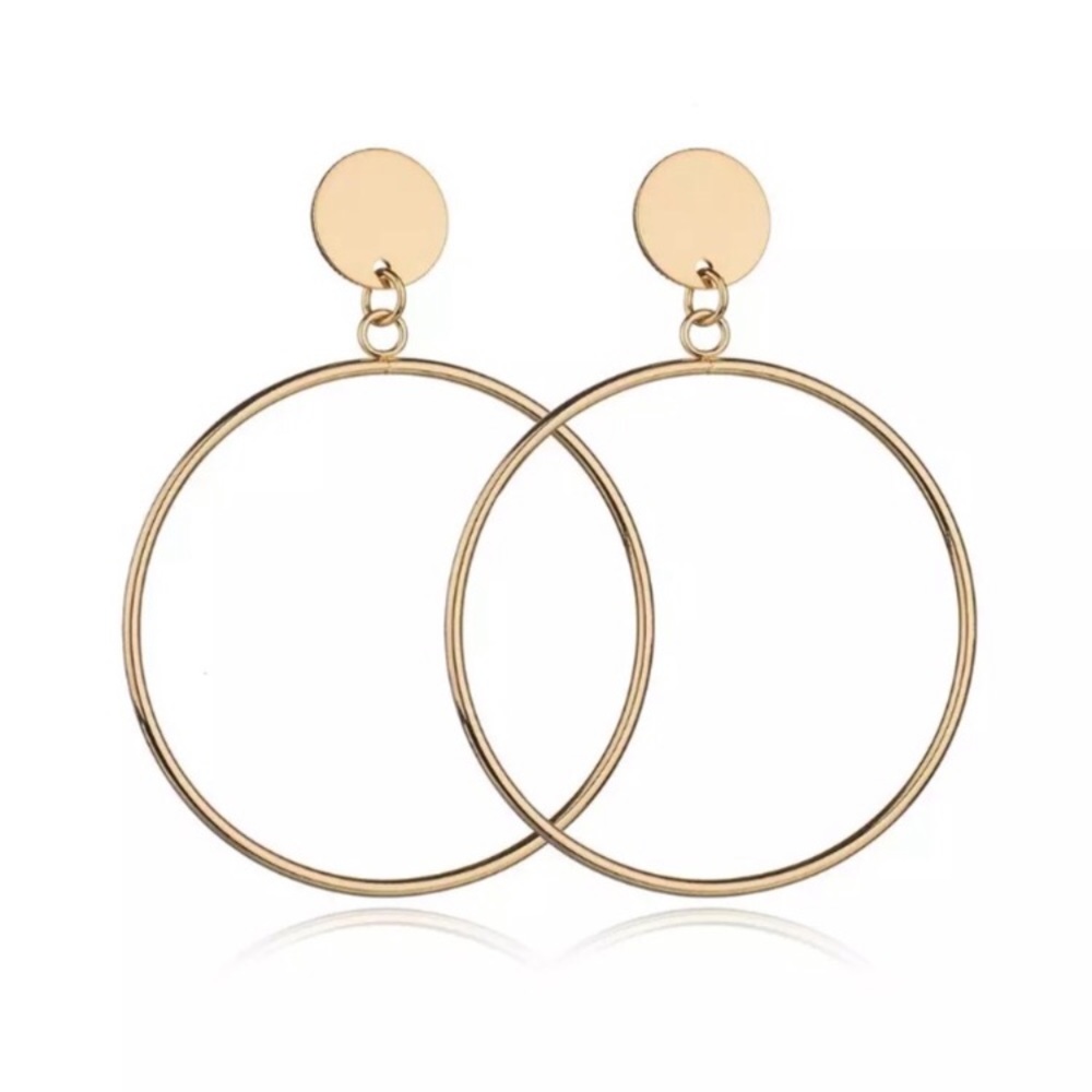 New! Gold Geometric Earrings - Picture 4 of 8